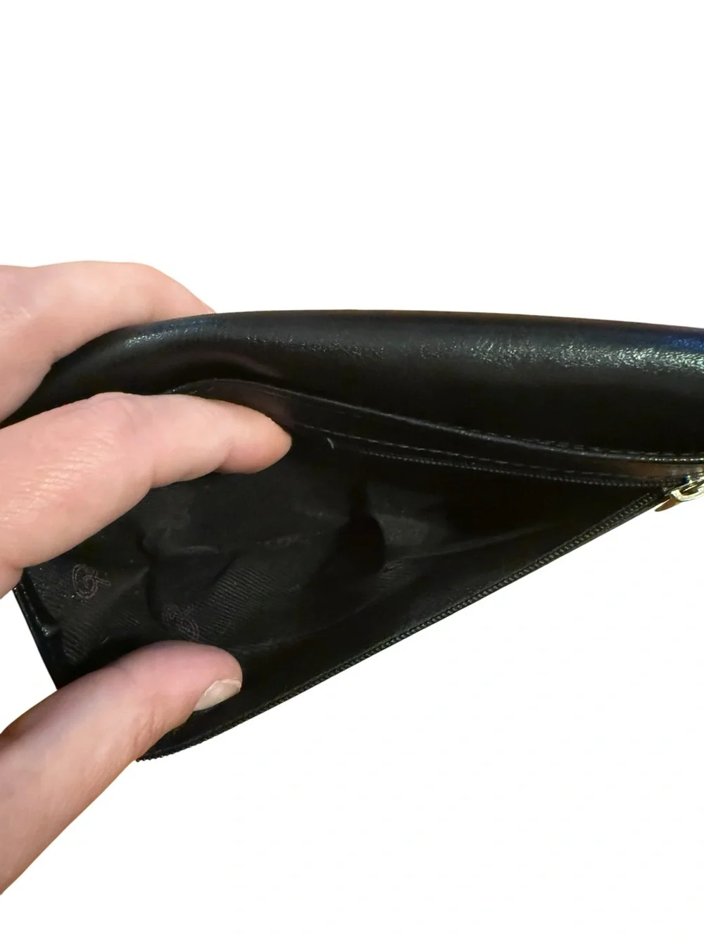 Vintage rina rich Classic Black Leather Foldover Wallet